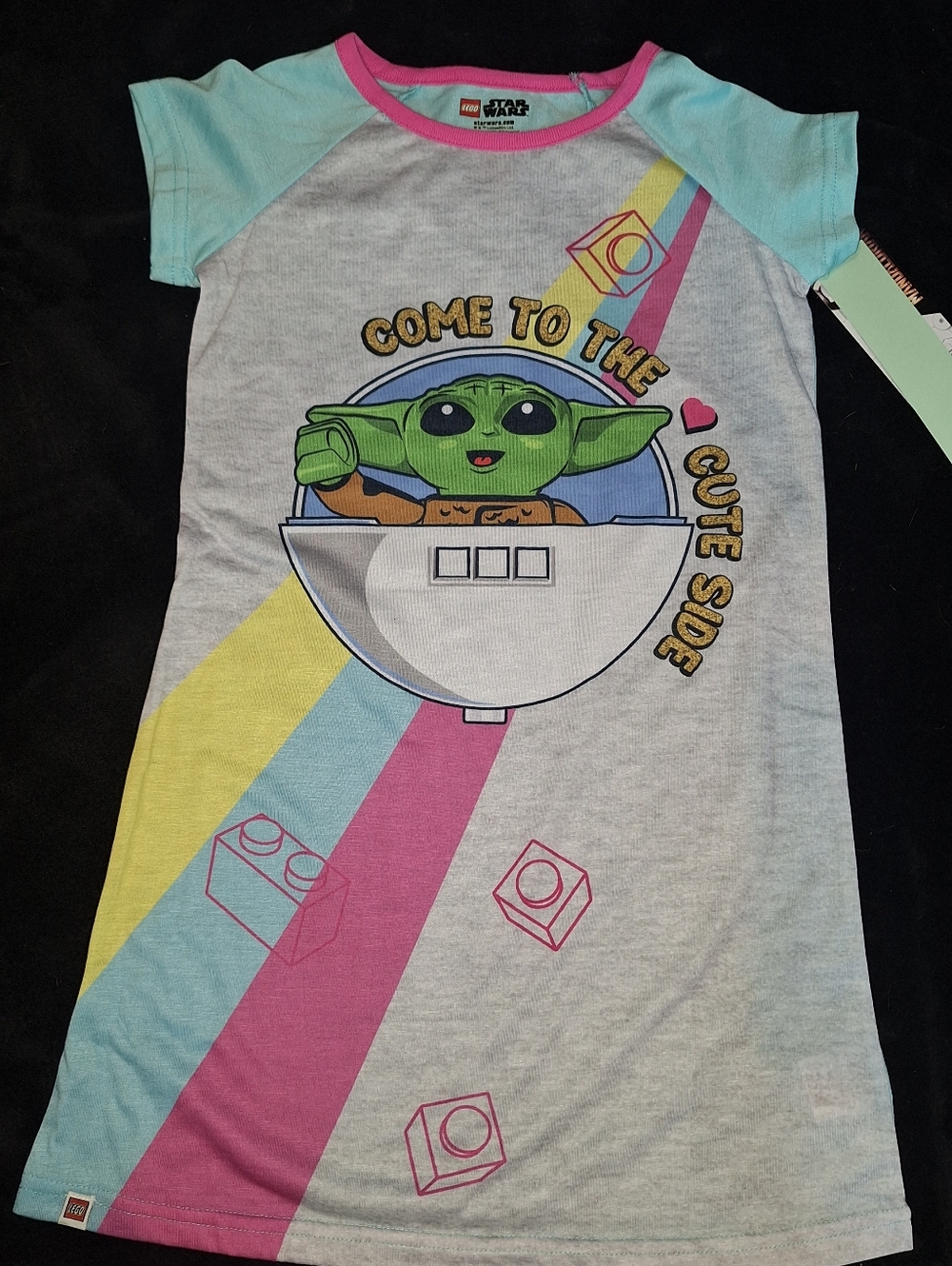 Girls 10-12 Star Wars Girls PJs with Baby Yoda Graphic - Mint, Pink & Gray
